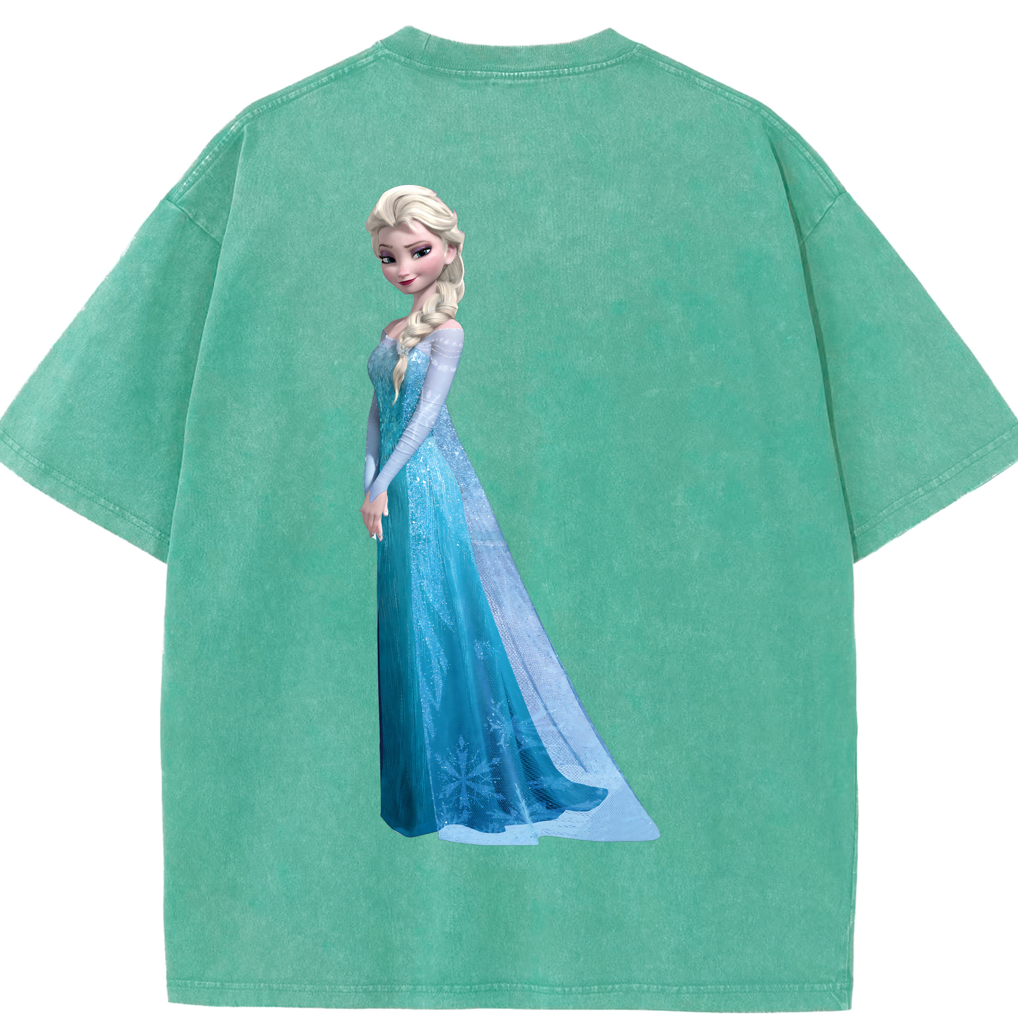 （画像用） アナと雪の女王 アンナ エルサ Frozen Anna Elsa 綿100% ヴィンテージ風 半袖Tシャツ（背面プリント）